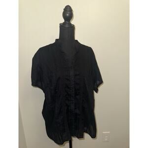 NEW Relativity Women’s Black Lace Sheer Button Down Blouse Goth Dark 2XL